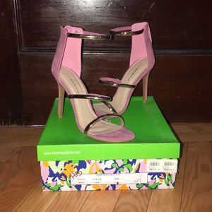 Mauve and gold heels